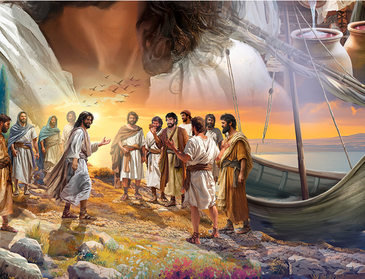 Biblical scene with Jesus and children